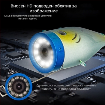 7-инчов водоустойчив риболовен ендоскоп с широк ъгъл 120°, IP66, работна дължина 1000 мм, резолюция 200 пиксела