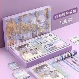 Комплект дневник в стил маслена живопис – DIY, с подаръчна кутия, за ученици