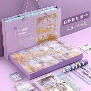 Комплект дневник в стил маслена живопис – DIY, с подаръчна кутия, за ученици