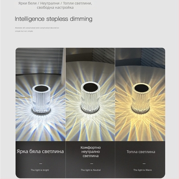 Нощна лампа с акрилен абажур, вградена батерия, сенсорен превключвател, модерен минималистичен стил, проекция