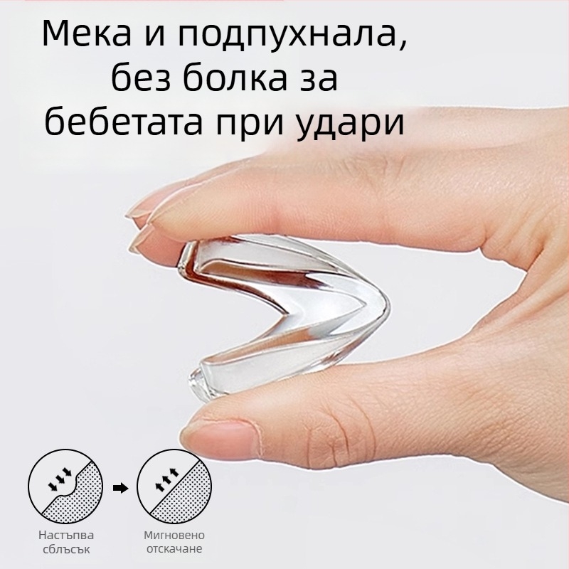 Защитник за ъгъл на маса, правоъгълен ъгъл, прозрачен мек силикон, против удар