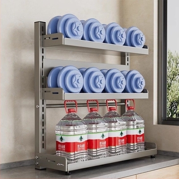 Кухненски мултислоен регулируем държач за подправки и ножове, карбонова стомана, за кухненски плот, без пробиване