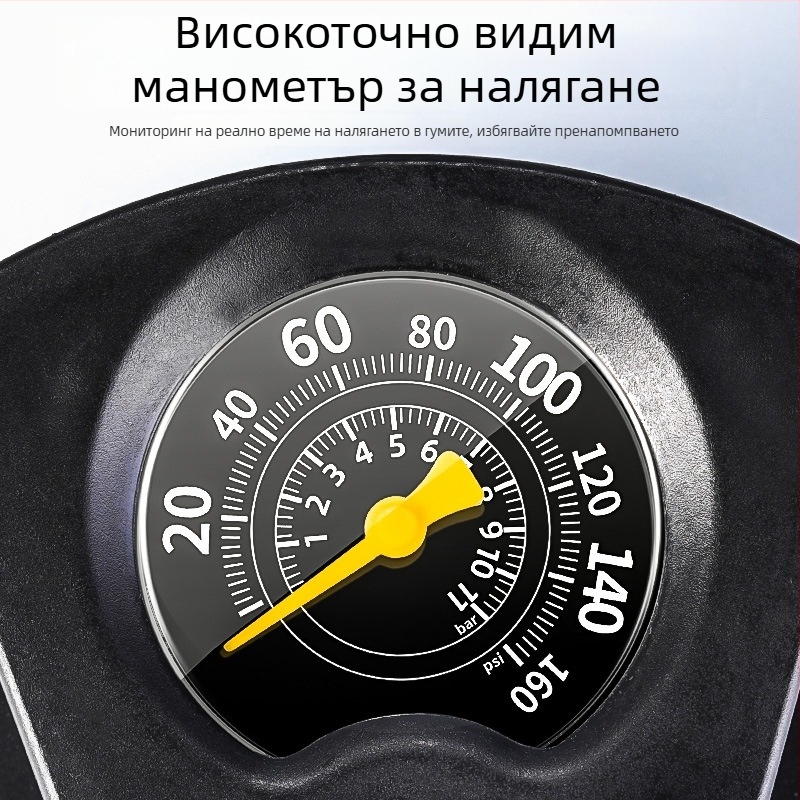 Двуцилиндрова педална помпа за велосипед с манометър и въздушна игла, преносима