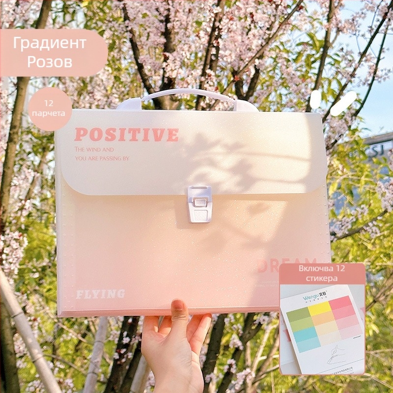 Zi Yi 12 отделения PP папка за документи, вертикален акордеон дизайн, модел ZL30372