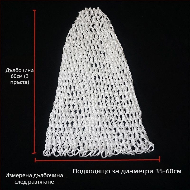 Ръчно плетена найлонова рибарска мрежеста торба – мека към рибата, здрава и издръжлива, с аксесоар към главата на мрежата