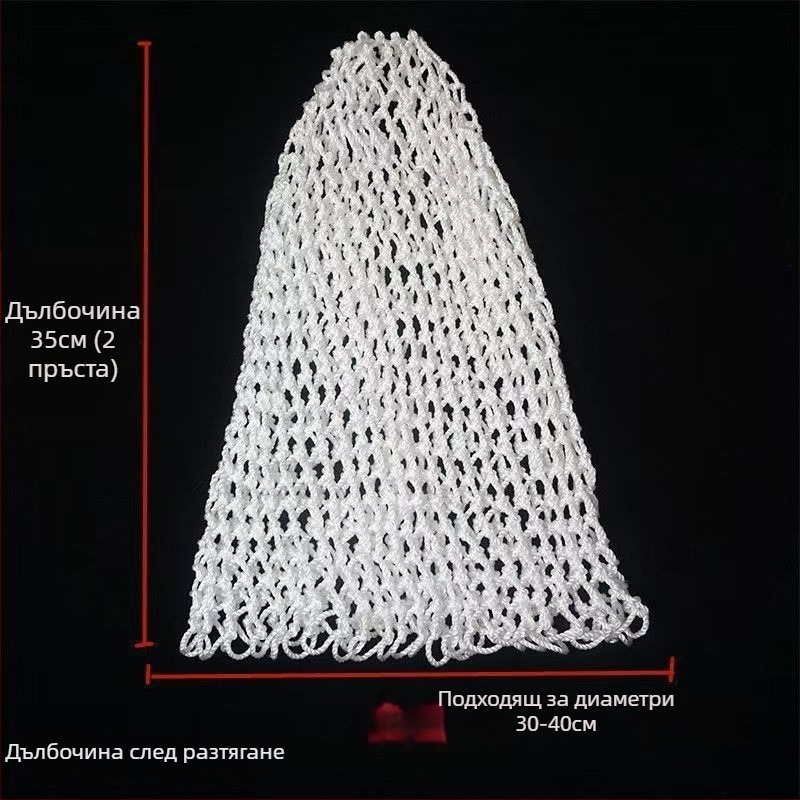 Ръчно плетена найлонова рибарска мрежеста торба – мека към рибата, здрава и издръжлива, с аксесоар към главата на мрежата