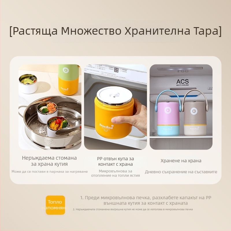 Изолирана кутия за обяд от 304 неръждаема стомана, двойнослойна, устойчива на течове, капацитет 800–1000 ml