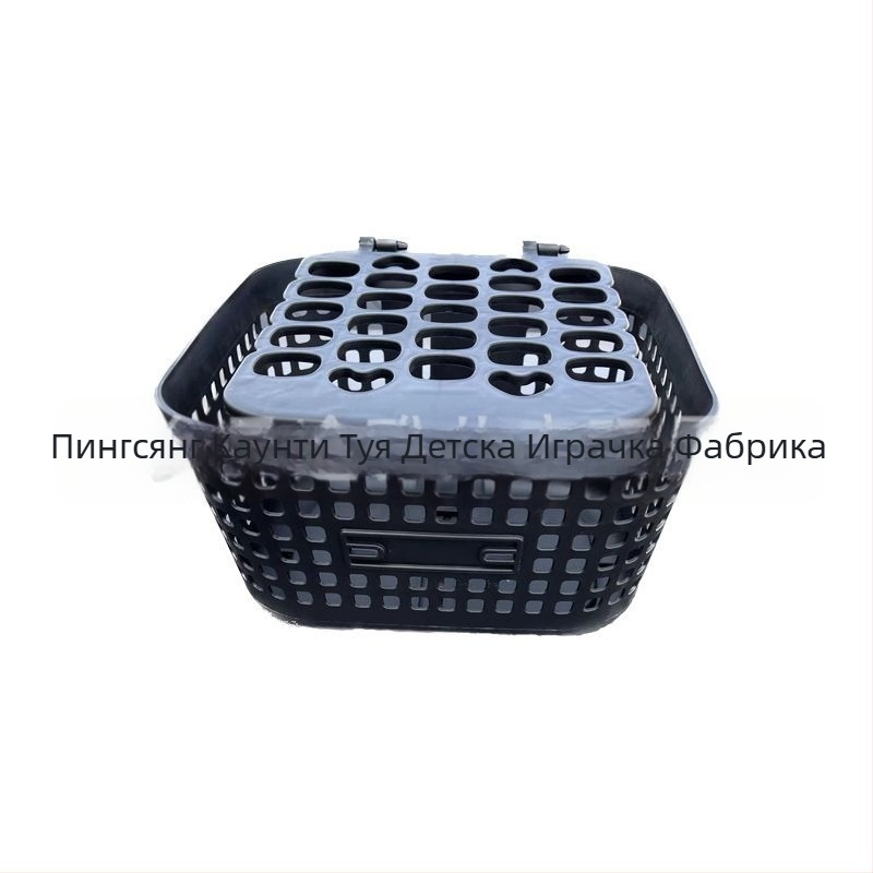 Предна монтирана кошница за електрическо превозно средство, с голяма мрежа и капак, черна