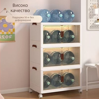 Шкаф за съхранение с колела — PP материал, голям капацитет, сгъваем, без монтаж, модел Locker, многофункционален домашен организатор с прост и модерен дизайн