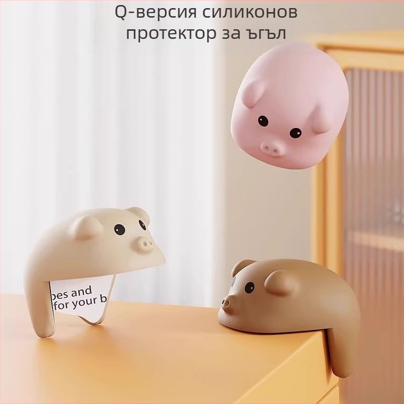 Защитник за ъгъл на маса и кухненския аспиратор, мек силикон, правоъгълен ъгъл, анимационен дизайн