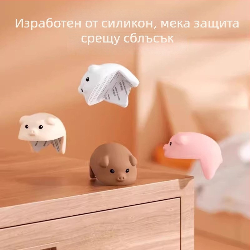 Защитник за ъгъл на маса и кухненския аспиратор, мек силикон, правоъгълен ъгъл, анимационен дизайн