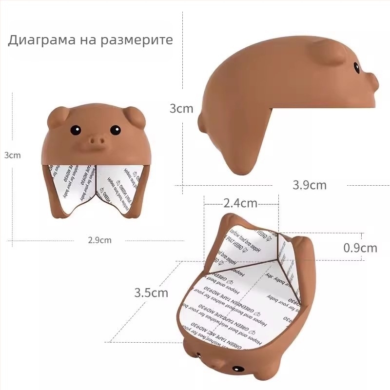 Защитник за ъгъл на маса и кухненския аспиратор, мек силикон, правоъгълен ъгъл, анимационен дизайн