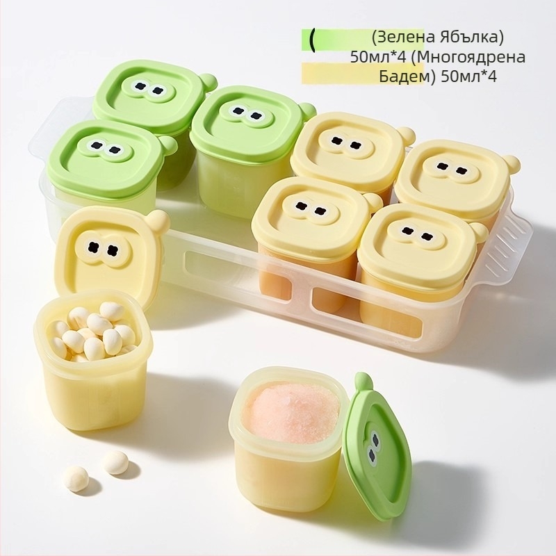 Taoqibaby кутия за съхранение на бебешка храна със силиконова форма, 8 бр., за фризерни отделения, за пюре от месо