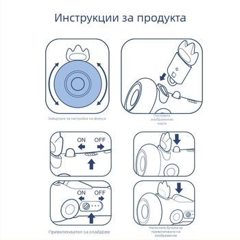 Детска машина за истории с проекция и звук — пластмасова конструкция; захранване с обикновени сухи батерии; подходяща за деца 4–6 години; категория: машина за ранно детско образование за разказване на истории