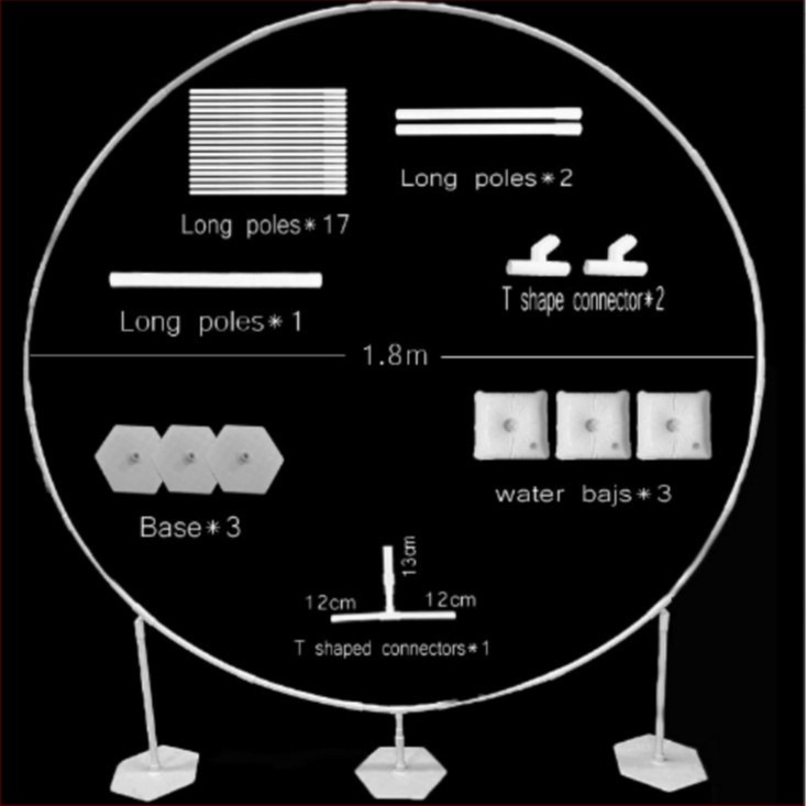 Пластмасова аркова колона за балони – сърцевиден пръстен и висящ кръг, външна декорация за предложение, код на продукта Arch; подходяща за външни пространства; спортни събития; без внос