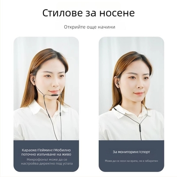 Жична ушна слушалка за обслужване на клиенти с шумопотискащ микрофон, универсален източник на звук, директен щепсел