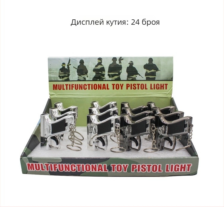 Мини лазерен указател в стил пистолет с COB фенер, 3W, захранван с батерия и ръчно натискане, обхват до 50 м