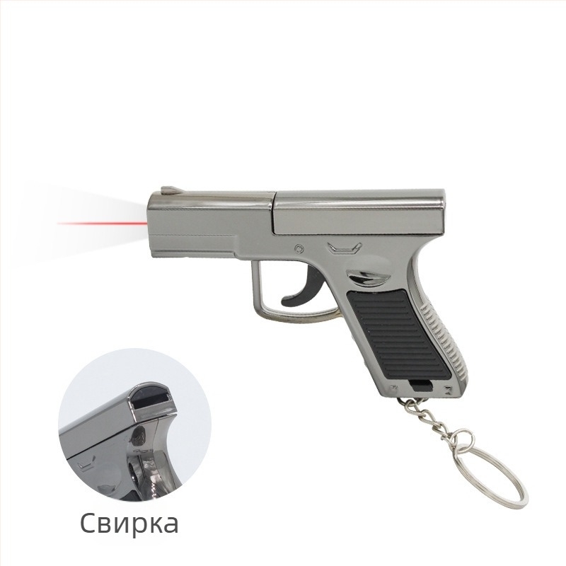 Мини лазерен указател в стил пистолет с COB фенер, 3W, захранван с батерия и ръчно натискане, обхват до 50 м