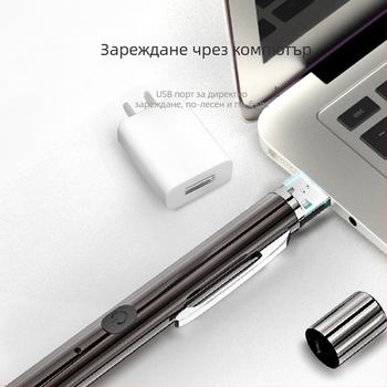 Smiling Shark LS307B-S лазерна писалка – USB зареждане, алуминиев корпус от сплав, LED светлина, захранване чрез натискане, обхват 100-200 м