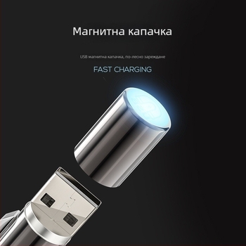 Smiling Shark LS307B-S лазерна писалка – USB зареждане, алуминиев корпус от сплав, LED светлина, захранване чрез натискане, обхват 100-200 м