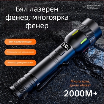LED фенерче с клип за молив, мултифункционално за къмпинг и аварии, с ръчно презареждане и цифров дисплей, 15W, 2000mAh, оптично увеличение, защита от презареждане
