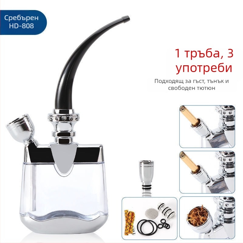 Акрилова водна лула със свалящ се и миещ се дизайн, портативна, с мундщук с три режима на филтър