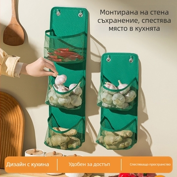 Кухненска стенна мрежеста кутия за съхранение, сгъваема без пробиване, Oxford плат, 2–3 слоя, товар до 1–1,5 кг, миеща се