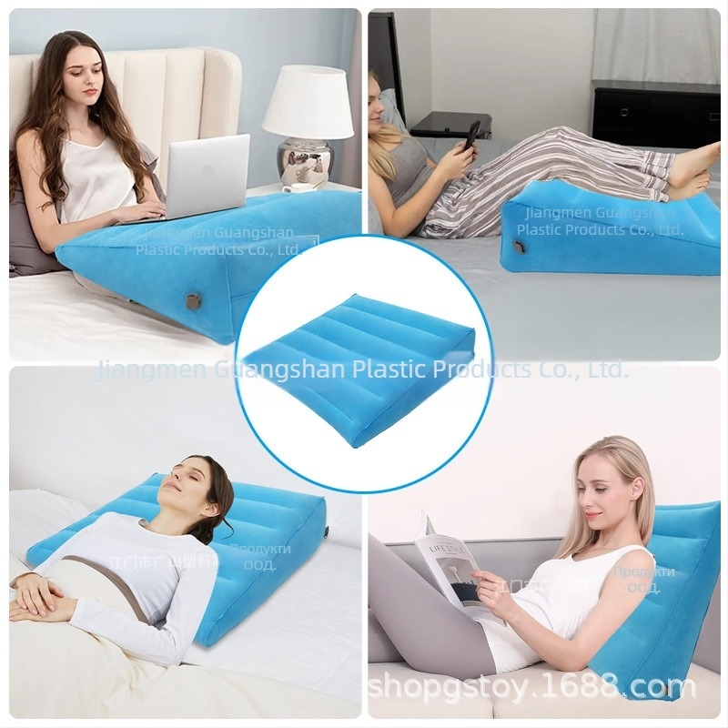 Надуваема възглавница WP-002, материал: PVC + флокинг; дебелина: 0,25 мм PVC, 0,45 мм след флокиране; стил: триъгълна