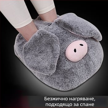 Подгряващи пантофи за вкъщи с USB зареждане, нагряваща подложка, естествена кожа, унисекс