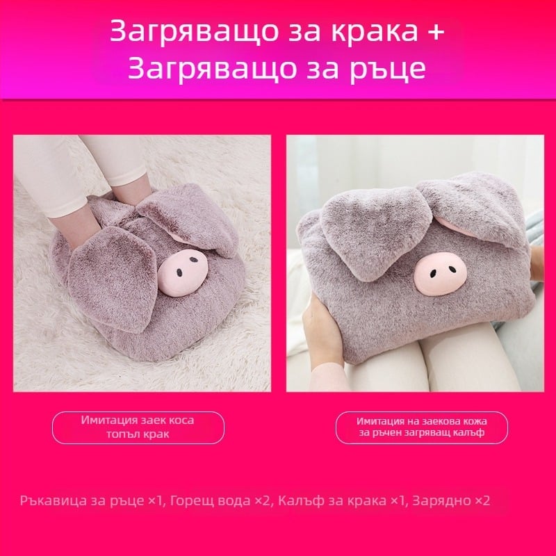 Подгряващи пантофи за вкъщи с USB зареждане, нагряваща подложка, естествена кожа, унисекс