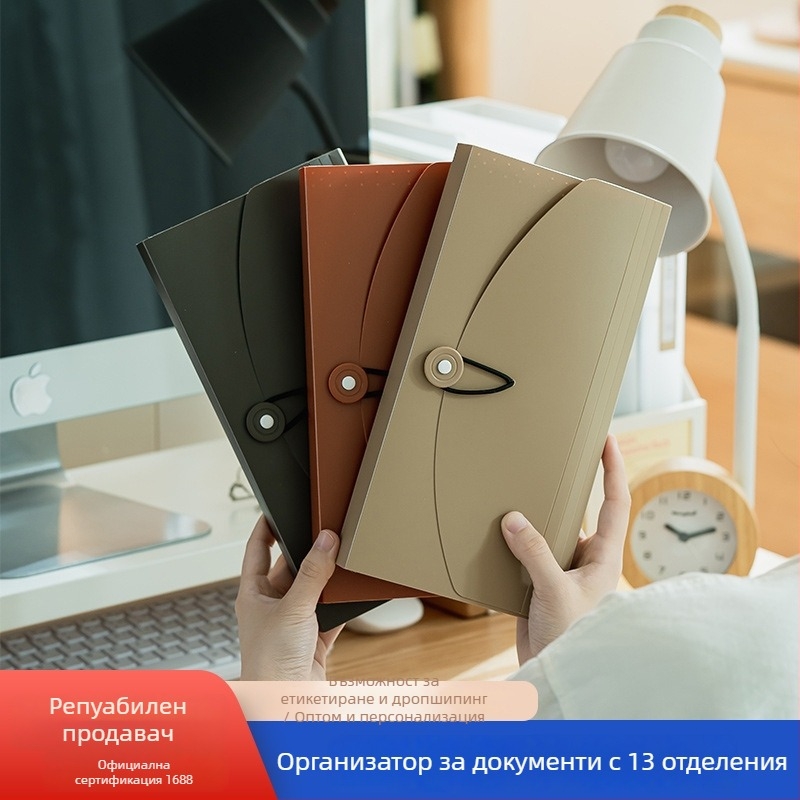 PP аккордеонен органайзер за документи с етикет, 13 джоба, модел SD-N251