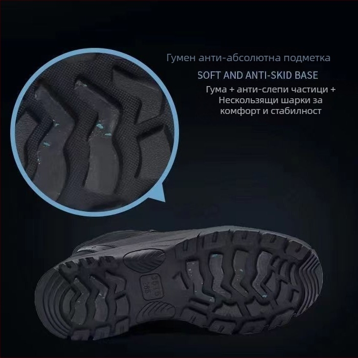 Зимни снегоботи с подплата от флис, дебела изолация, горна част от микрофибър TPU кожа, антиплъзгаща гумена подметка, средна височина ботуша