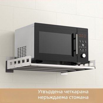 Mu Jue MJ-6899 Неръждаема стомана Стенен кухненски рафт за съхранение за микровълнова печка, фурна и уред за готвене на ориз