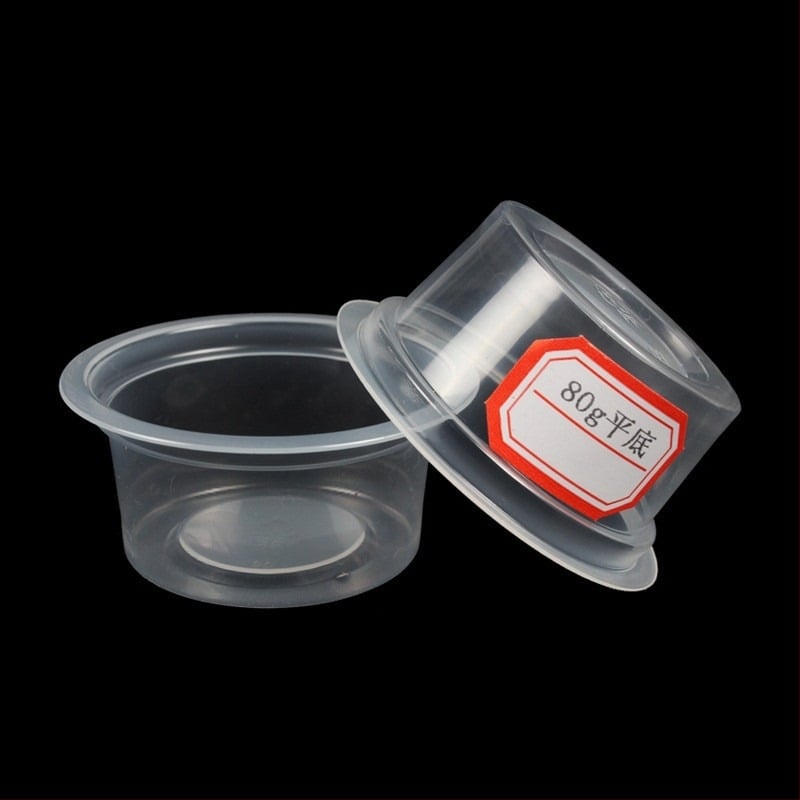 Еднократна PP пластмасова чашка за желе с плоско дъно, 80 g капацитет