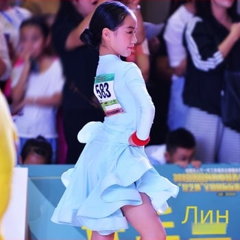 Детски костюм за латин танц, стандарт, за момичета, пролет 2024, 80% найлон, модел G22020, за деца над 8 години