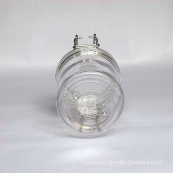 Козметичен буркан за крем, PET пластмаса, обем 250 ml, с капак, уплътнение и механични компоненти.