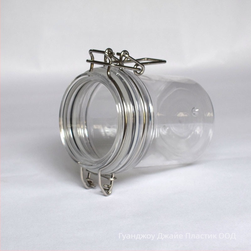 Козметичен буркан за крем, PET пластмаса, обем 250 ml, с капак, уплътнение и механични компоненти.