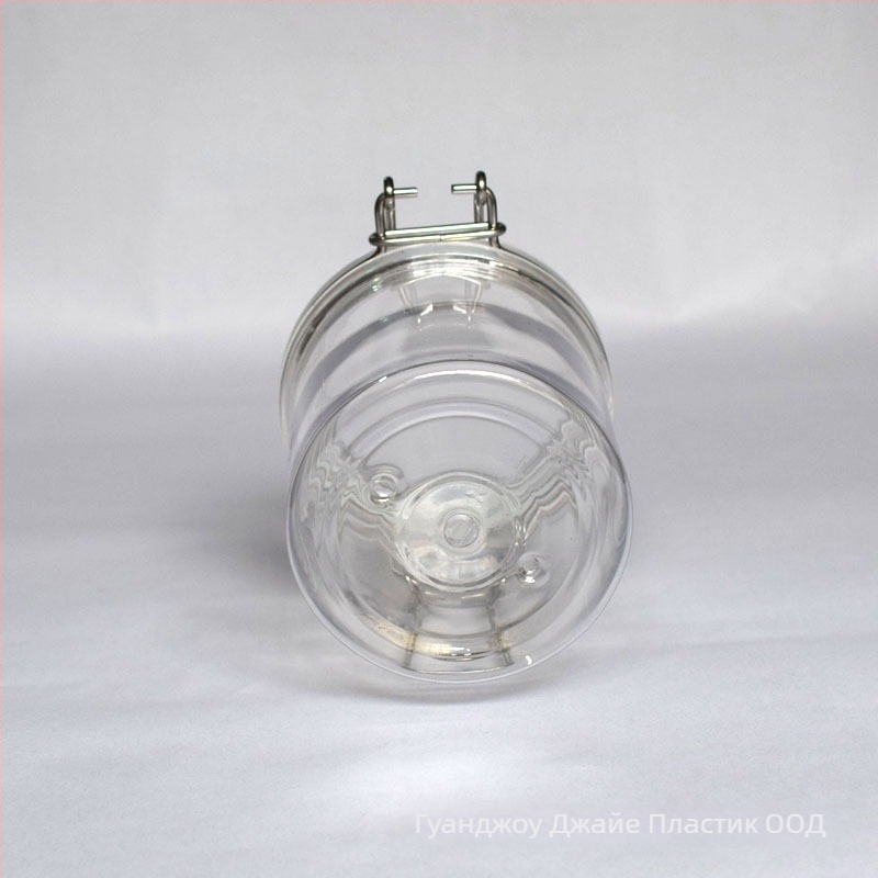 Козметичен буркан за крем, PET пластмаса, обем 250 ml, с капак, уплътнение и механични компоненти.