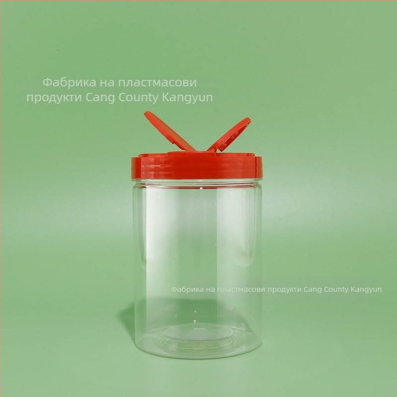 Бутилка за подправки с флип капак във форма на пеперуда, прозрачно PET тяло, пластмасов капак, за кимион на прах