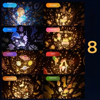 Ракетоподобен проектор-нощна лампа с проекция на звездното небе, върти се, USB зареждане (модел S03)