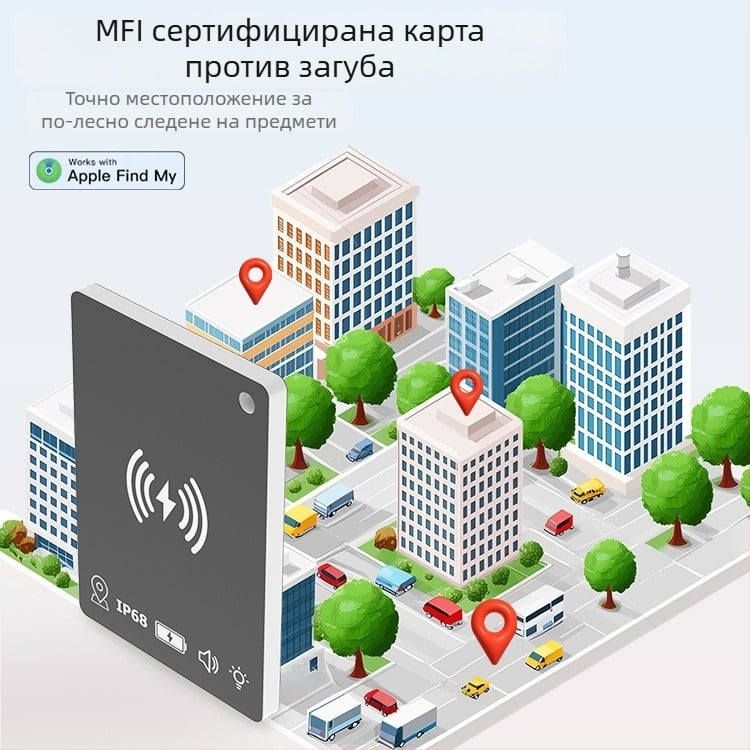 Guolink антиизгубващо устройство тракер с безжичен обхват 15 м, батерия 80 mAh, NFC за Android, носене като портфейл, корпус ABS+PVC