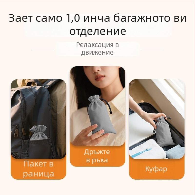 У-образна възглавница за масаж на шията, надуваема за пътуване, презареждаща се, с две масажни глави, плат Crystal Velvet