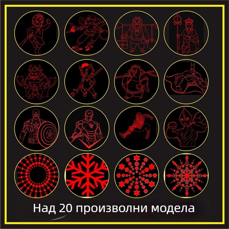 Yirui Носталгична лазерна прожекция за деца от пост-80-те — мулти-шаркова проекция, инфрачервен лазерен указател, забавление за котки