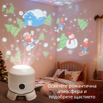 LED проектор за Коледни снежинки, цветно въртящо се празнично осветление, Хелоуин сценично осветление, 16 изображения