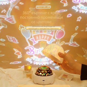 Прожектор за звездно небе с музикална кутия — детска нощна лампа, USB или батерия, с функция за звук, без смарт управление, монтаж: Тайван