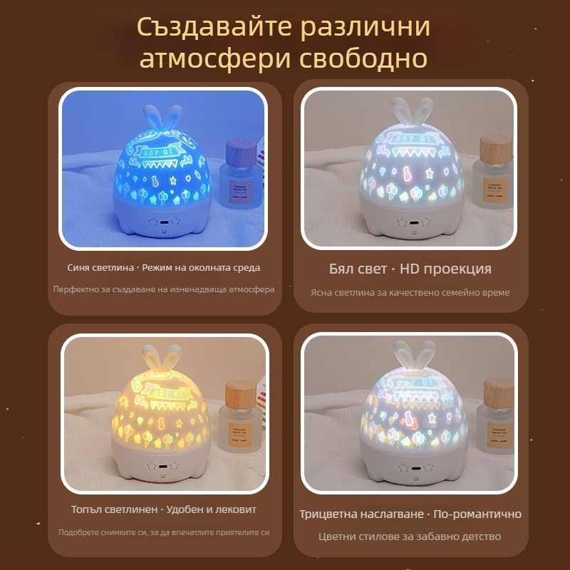 Прожектор за звездно небе с музикална кутия — детска нощна лампа, USB или батерия, с функция за звук, без смарт управление, монтаж: Тайван