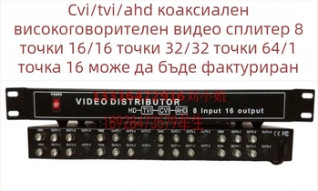 Haodewo TVI/CVI/AHD коаксиален HD видеоразделител, 8 входа, 16 изхода, 1080P