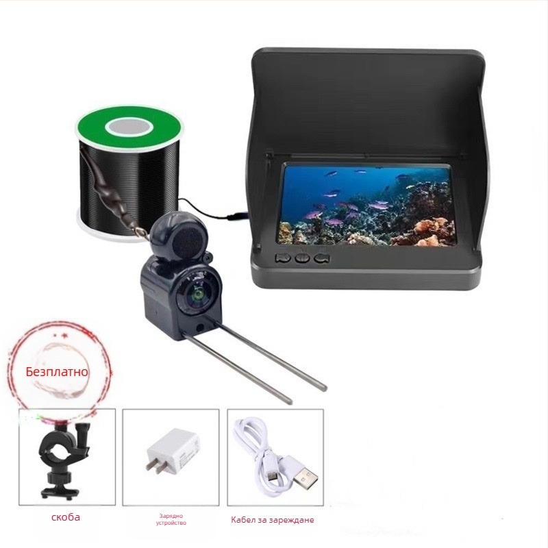 Подводен уловител на риба с HD визуализация, диапазон на дълбочина 0.6-30 м, захранване DC 10-18 V, модел F965T759579S5J