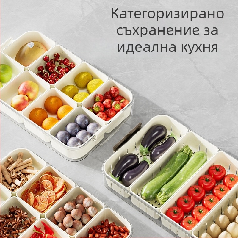Японски стил пластмасова кутия за подправки с таймер и прозрачни разделени отделения за билки