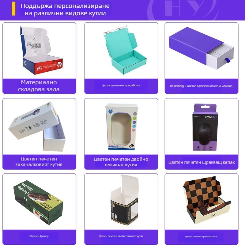 Кутия за опаковка на защитно фолио за телефон – офсетен печат, бял картон, 350 gsm, кутия тип самолетоносец, Blue Dot марка